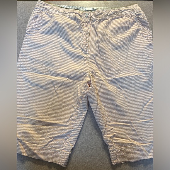 Ladies 2 pair of 100% cotton pinstriped Bermuda shorts by Weatherproof, size 12 - Picture 4 of 6